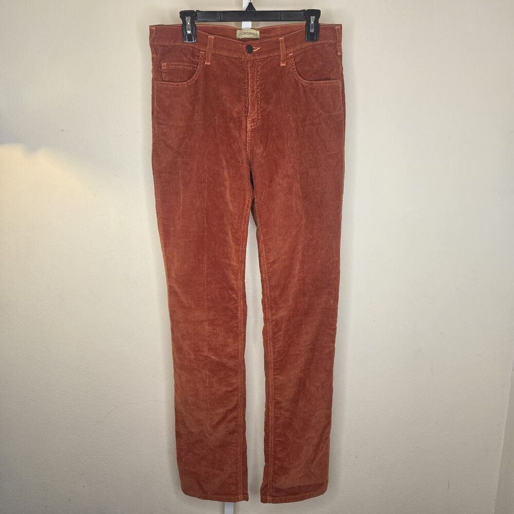 Cordings Of Piccadilly Tummy Control Cord Burnt Orange Corduroy Pants Size UK 14